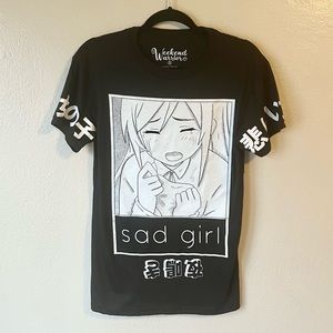 Weekend Warriors Sad Girl Anime Graphic Shirt size S‎